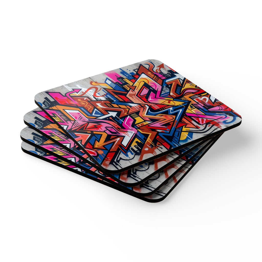 Graffiti Street Art Cork Coaster Set — Urban Vibes Drink Coasters (Set of 4)