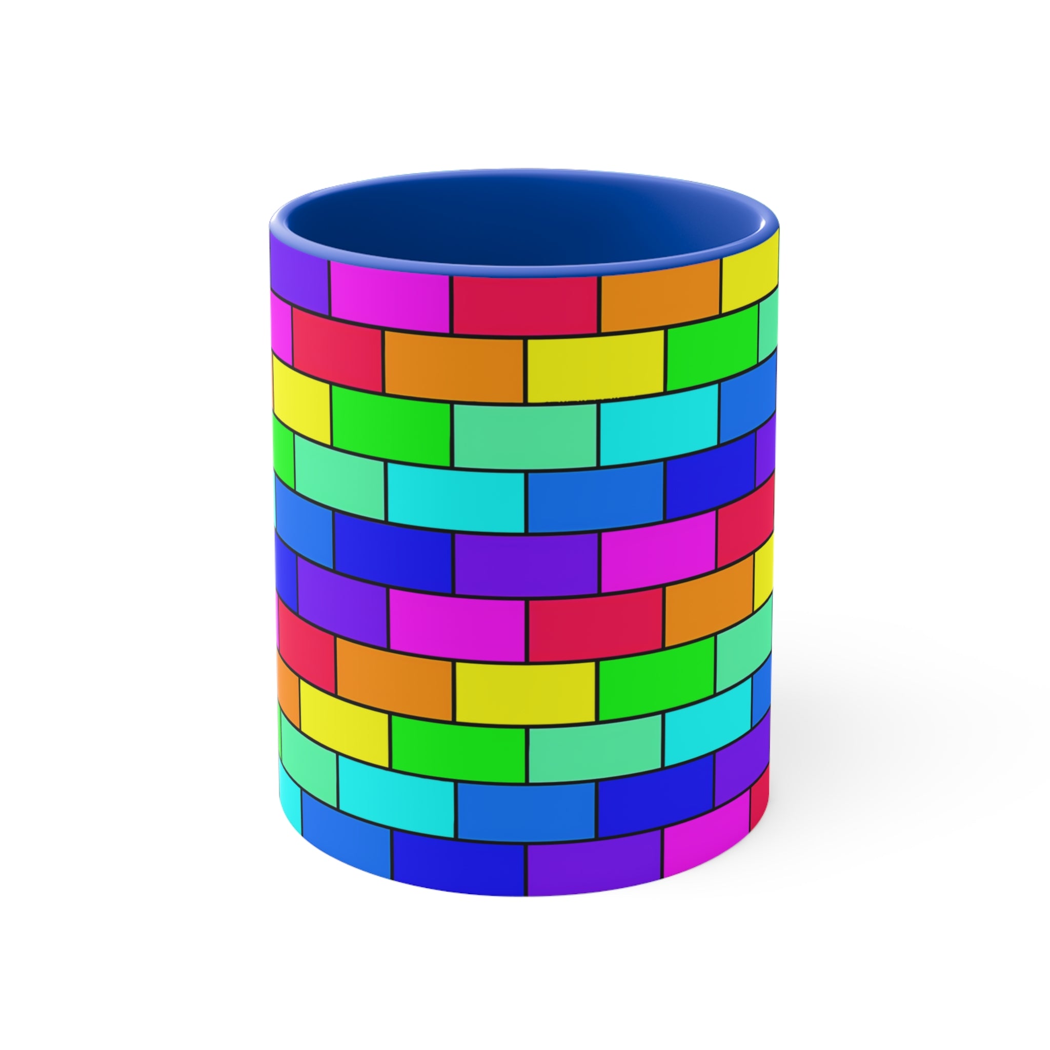 Colorful Accent Mug — Rainbow Brick Wall, 11oz