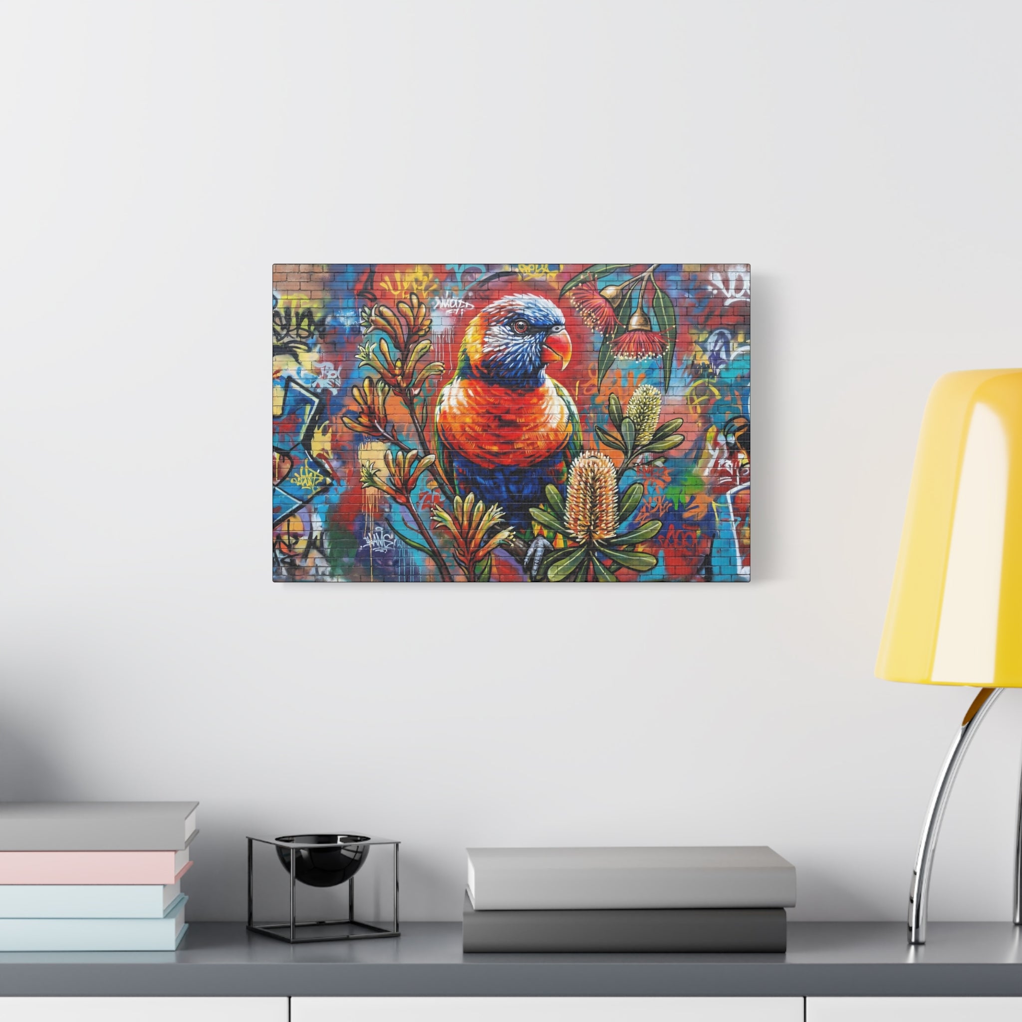 Rainbow Lorikeet Graffiti Canvas Print — Urban Bird Wall Art