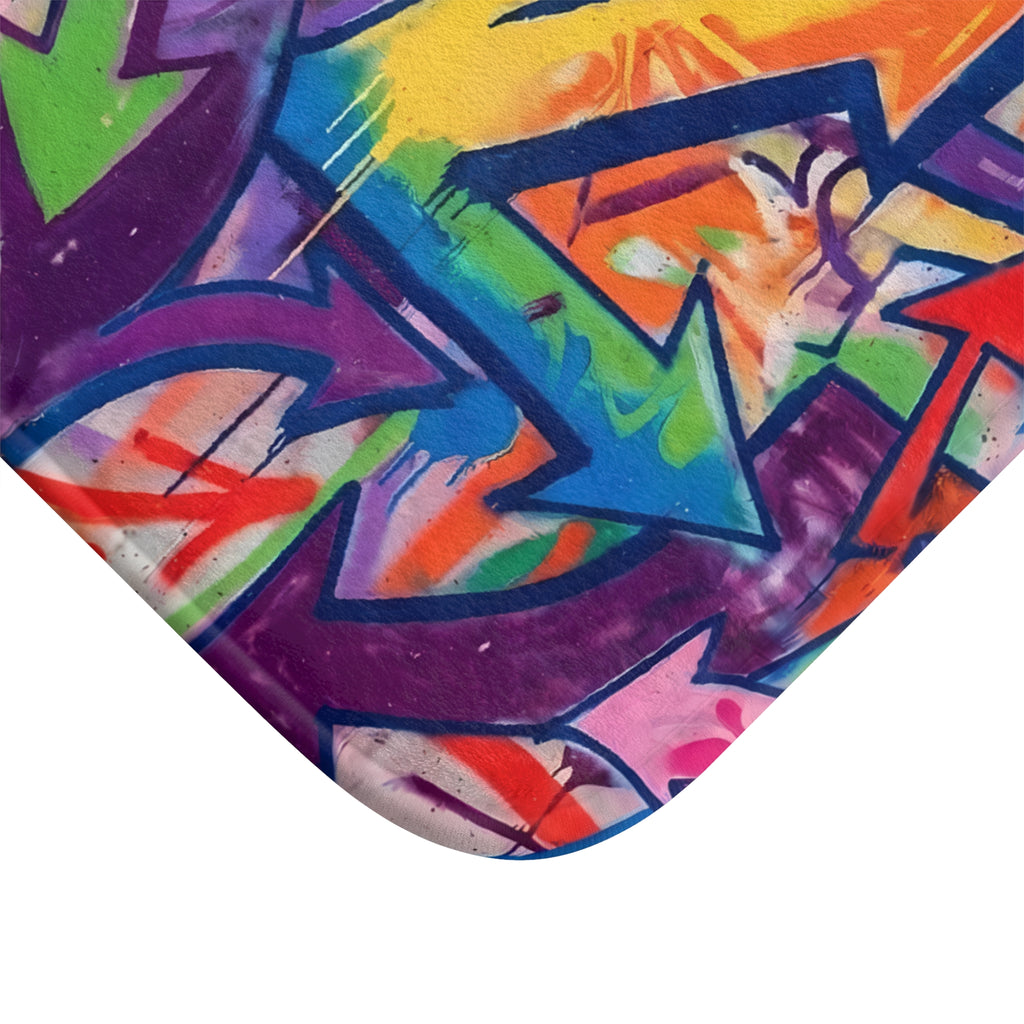 Graffiti Arrows Bath Mat — Colorful Urban Street Art Bathroom Rug