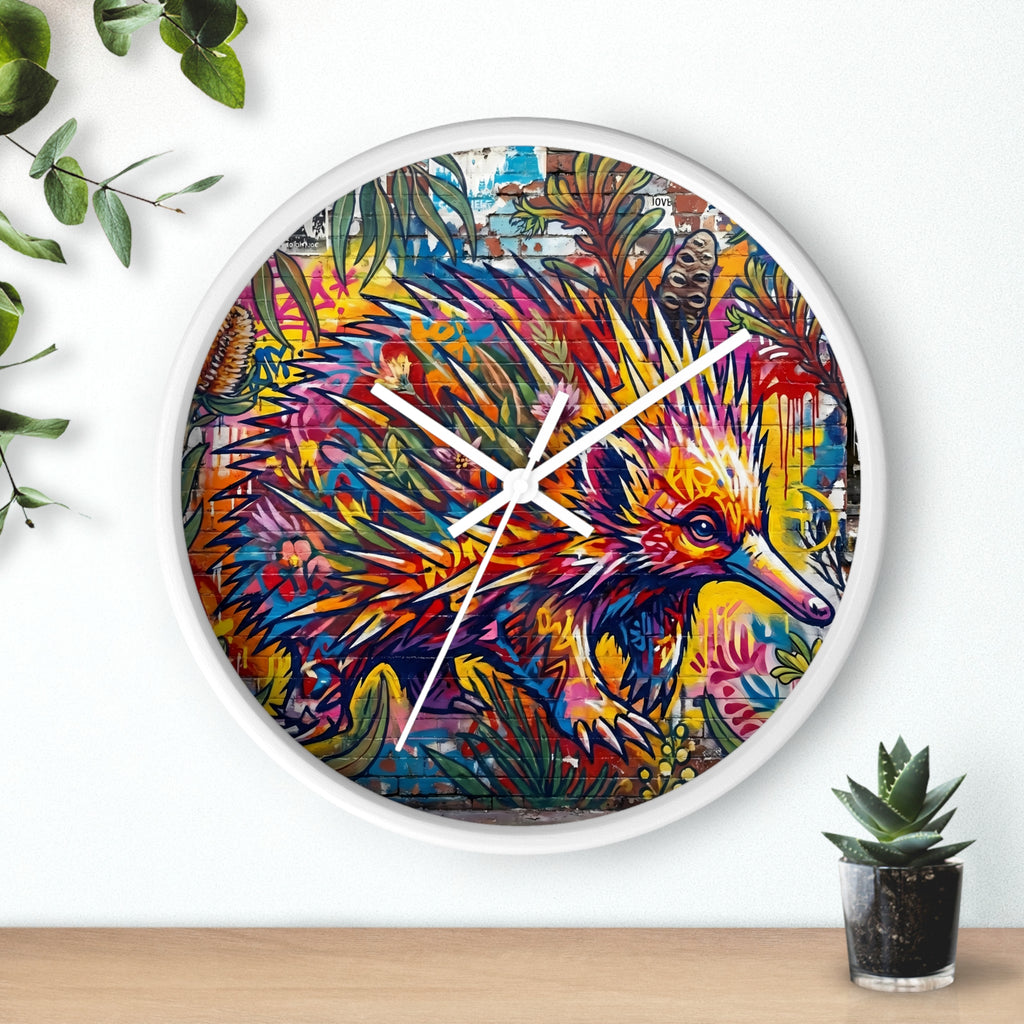 Echidna Graffiti Wall Clock — Urban Street Art Timepiece