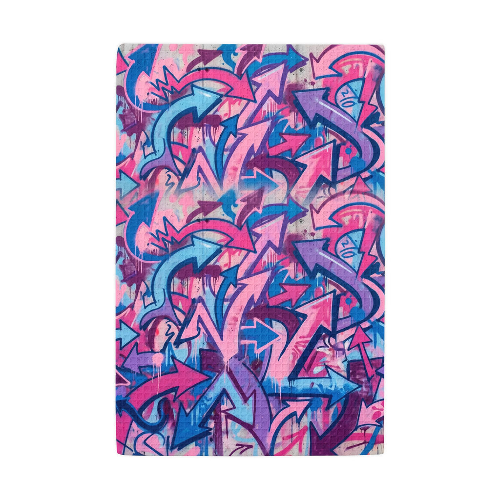 Waffle Weave Graffiti Arrow Kitchen Tea Towel