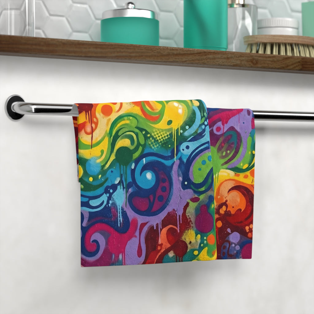Face Towel - Rainbow Swirl Graffiti Design | Colorful Urban Art