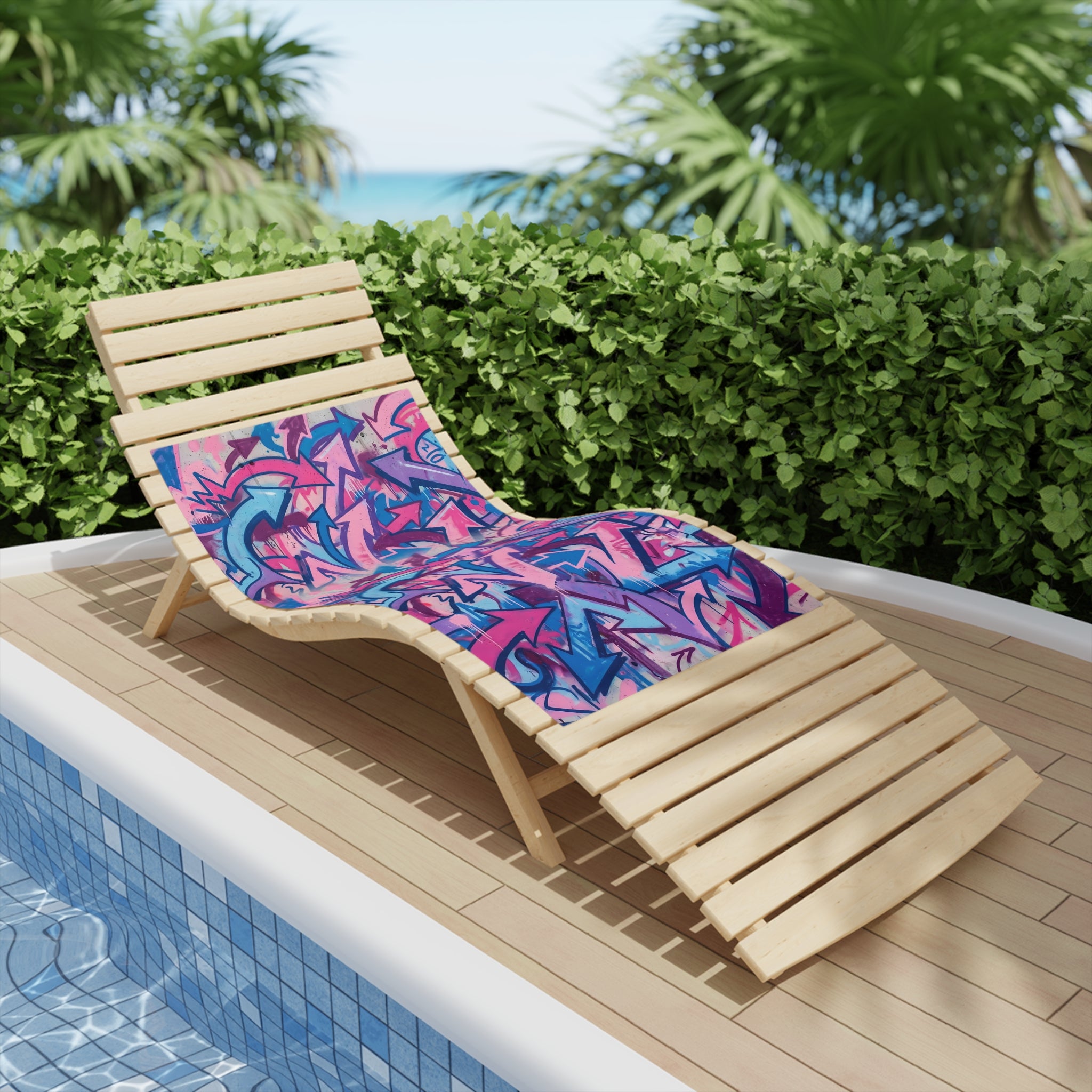 Graffiti Arrow Beach Towel — Pink & Blue Urban Street Art Design