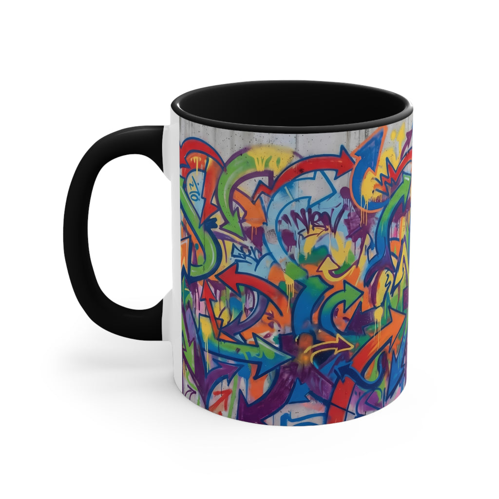 Graffiti Arrows Accent Mug — Colorful Urban Art 11oz