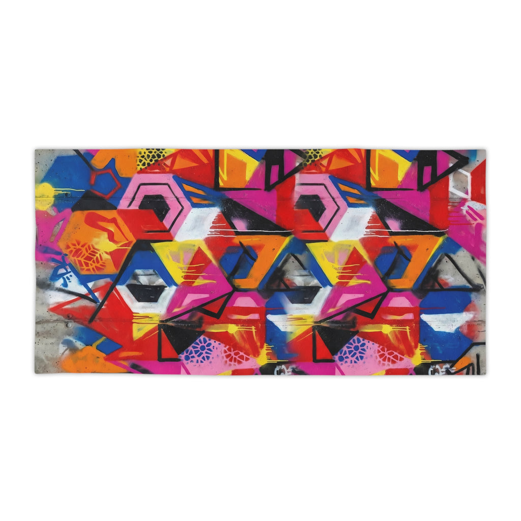 Graffiti Geo Beach Towel — Vibrant Abstract Street Art Design