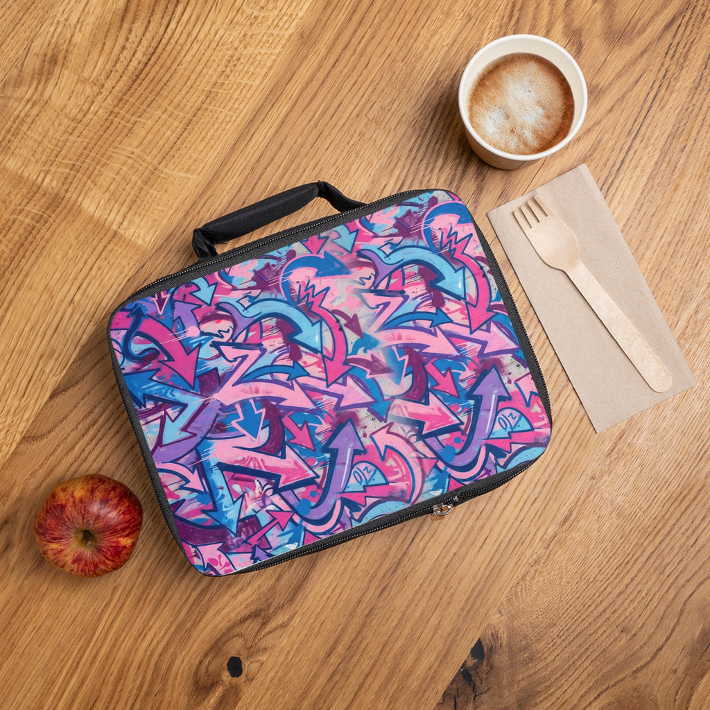 Graffiti Arrow Lunch Bag — Pink & Blue Urban Kids Lunchbox
