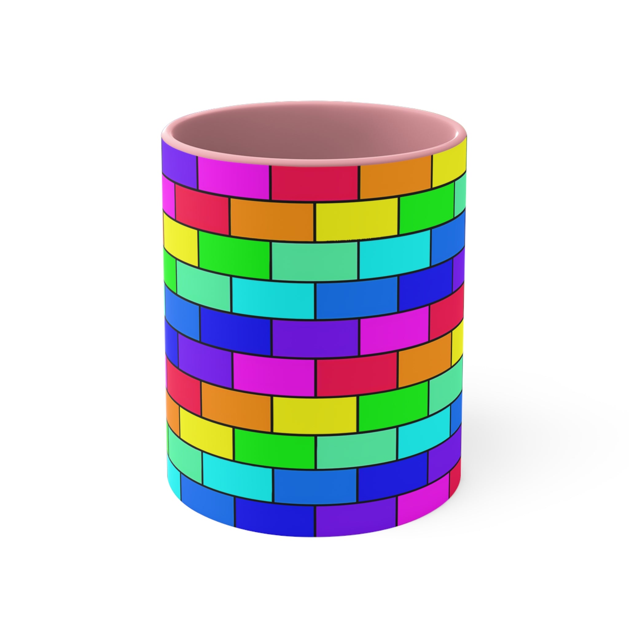 Colorful Accent Mug — Rainbow Brick Wall, 11oz