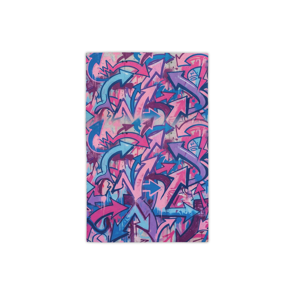 Graffiti Arrow Beach Towel — Pink & Blue Urban Street Art Design