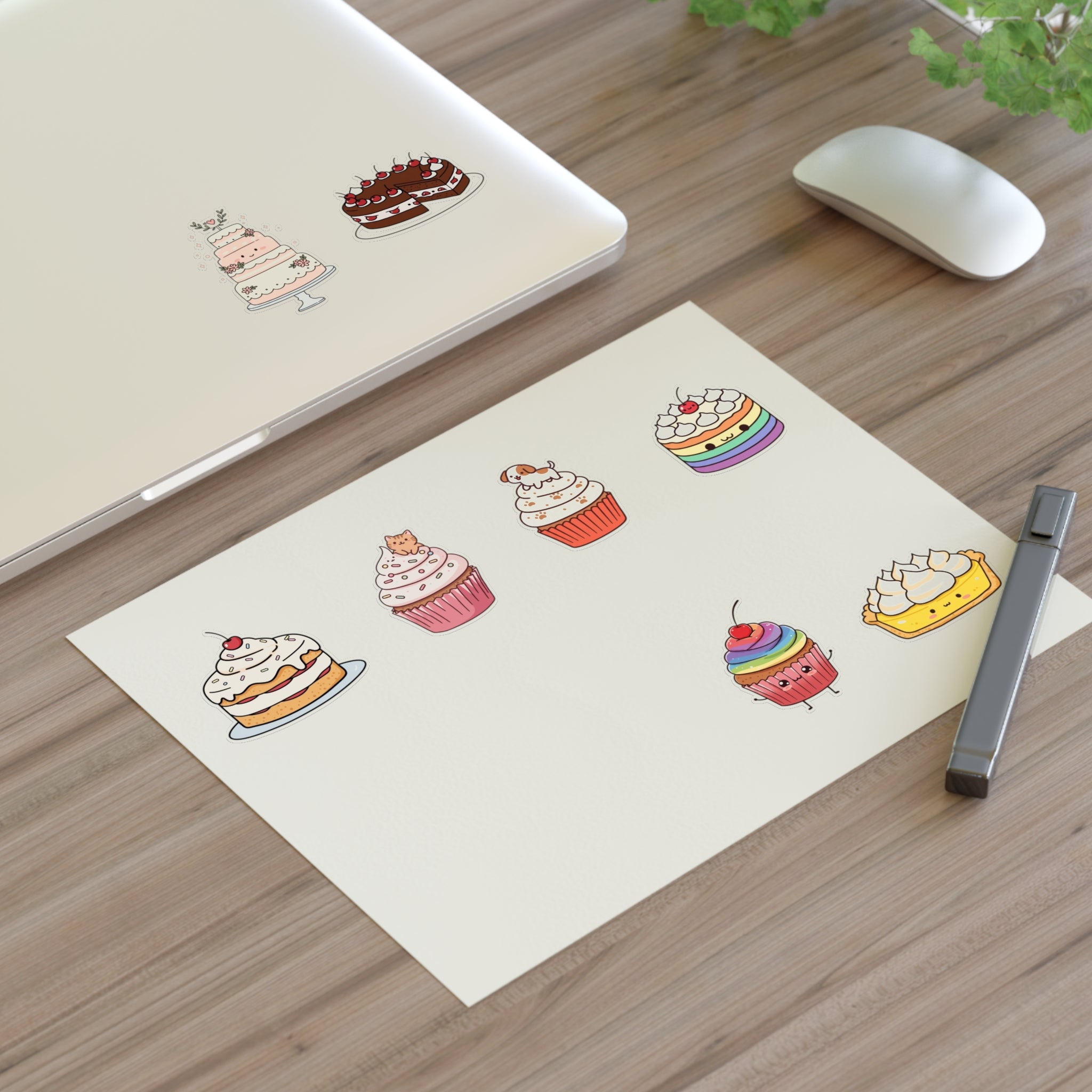 Cupcake Sticker Sheet — Cute Dessert Planner Stickers for Journals & Scrapbooks
