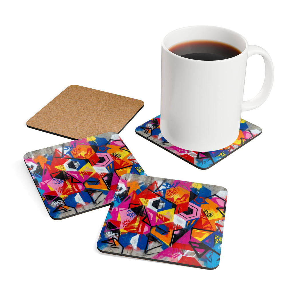 Graffiti Street Art Corkwood Coaster Set — Urban Drink Coasters (Set of 4)