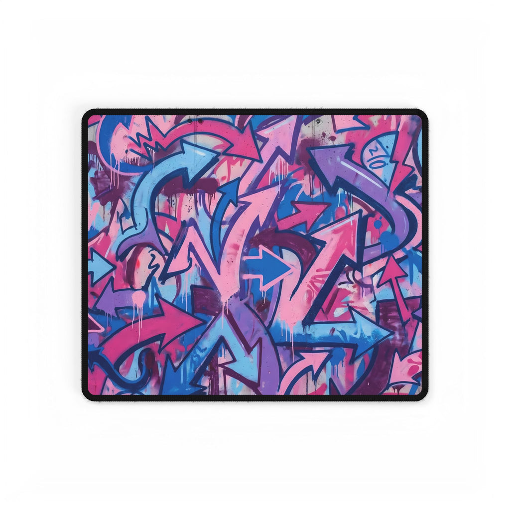 Graffiti Arrow Desk Mat — Pink & Purple Street Art Gaming Mouse Pad