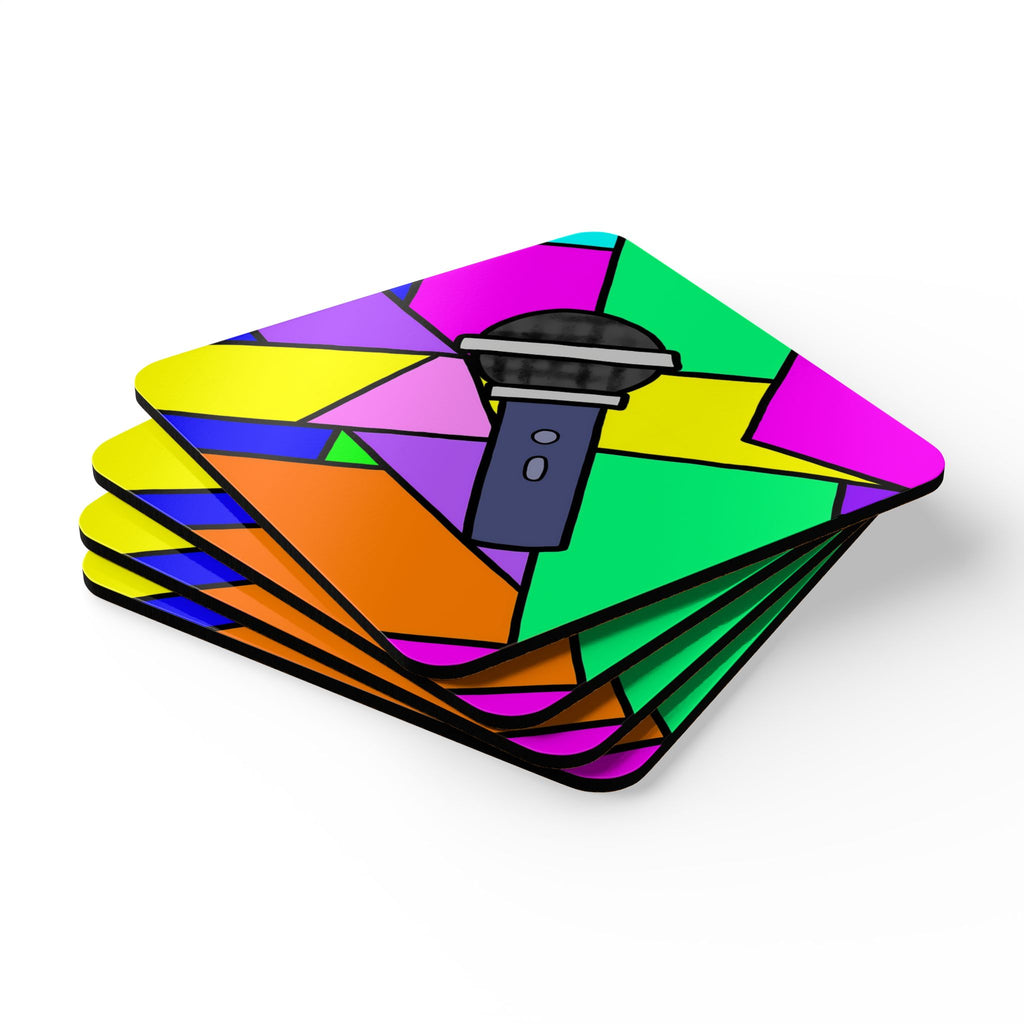 Pop Art Corkwood Coaster Set — Vibrant Retro Pattern Drink Coasters (Set of 4)