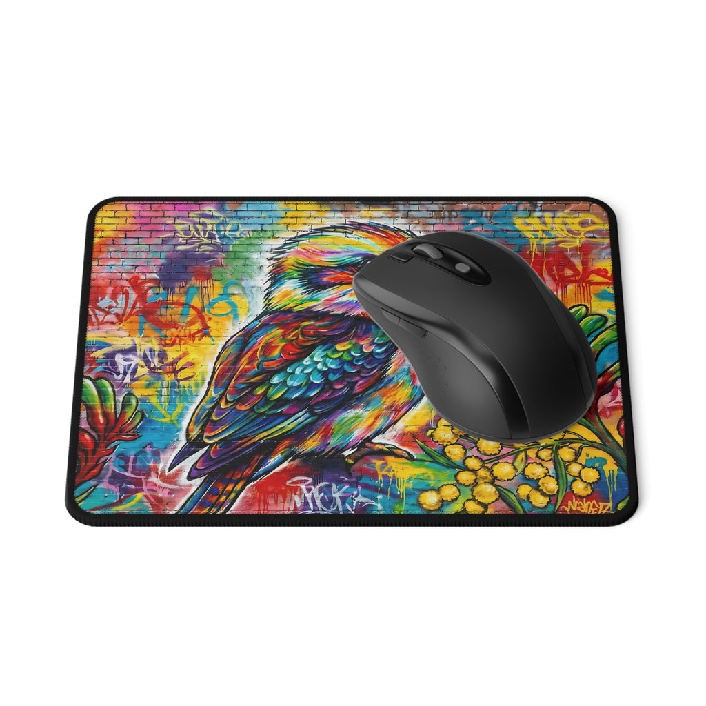 Vibrant Kookaburra Graffiti Mouse Pad — Non‑Slip Gaming Desk Mat