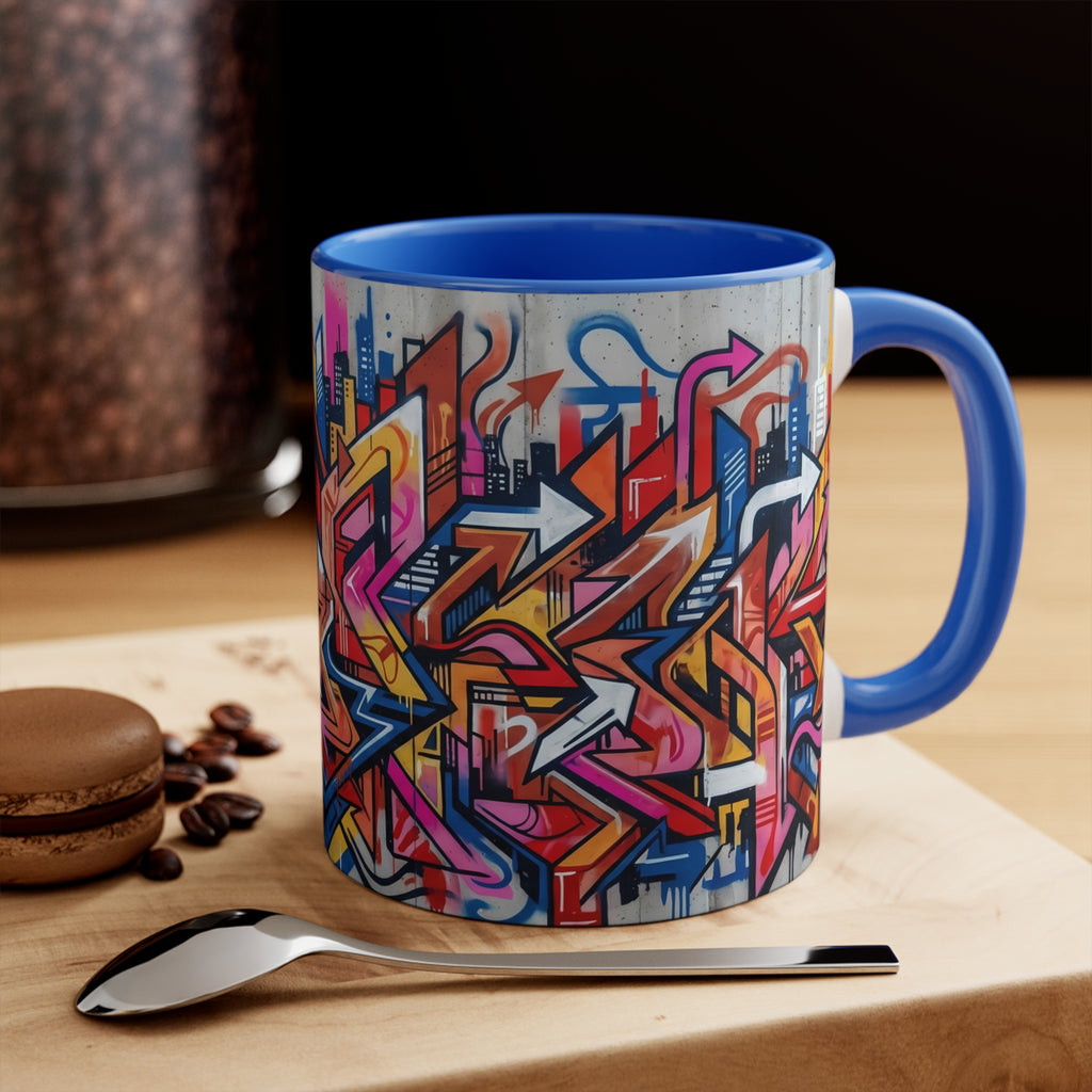 Graffiti Street Art Accent Mug — Colorful Urban Skyline 11oz