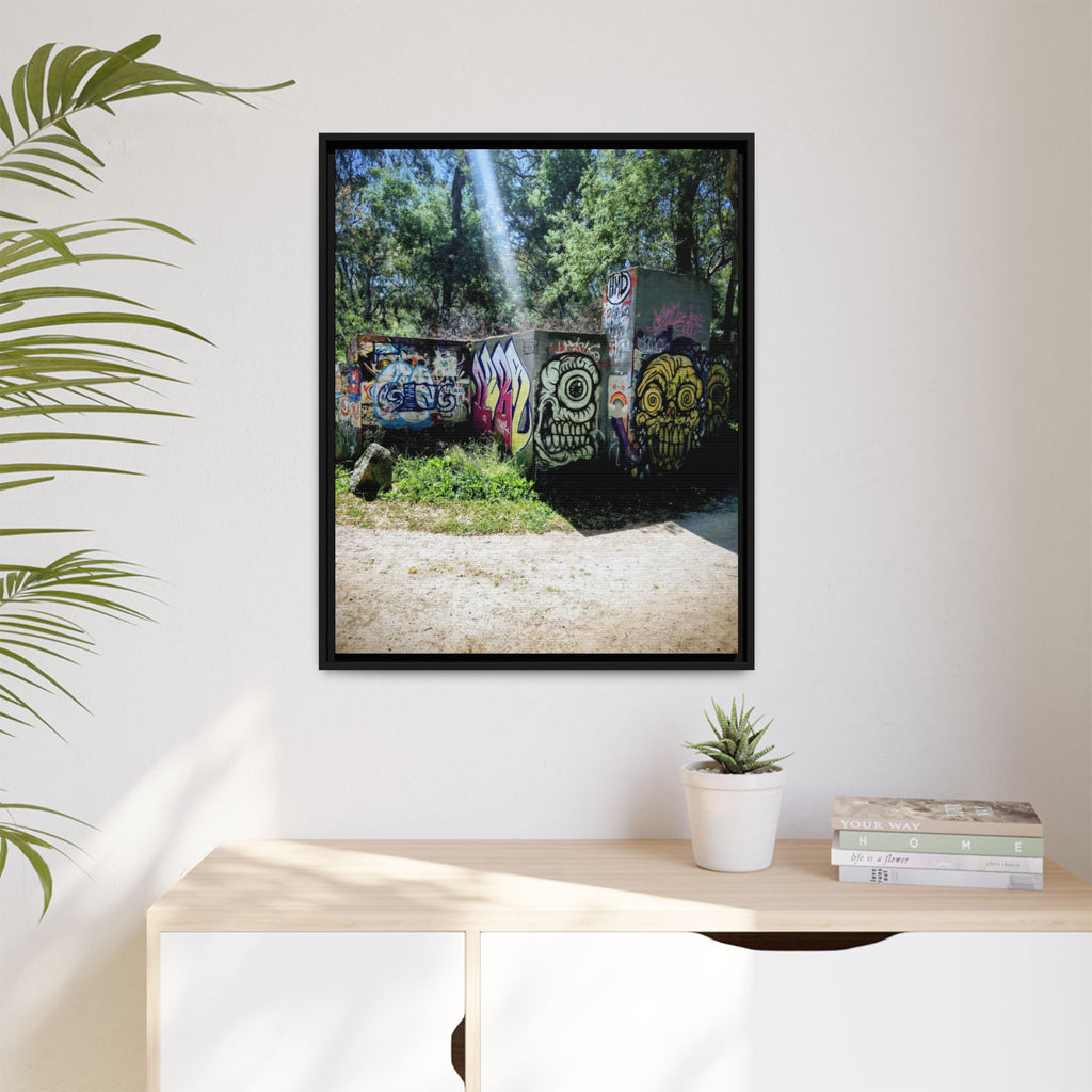Framed Matte Canvas - Abandoned Graffiti Building - Urban Decay Wall Art