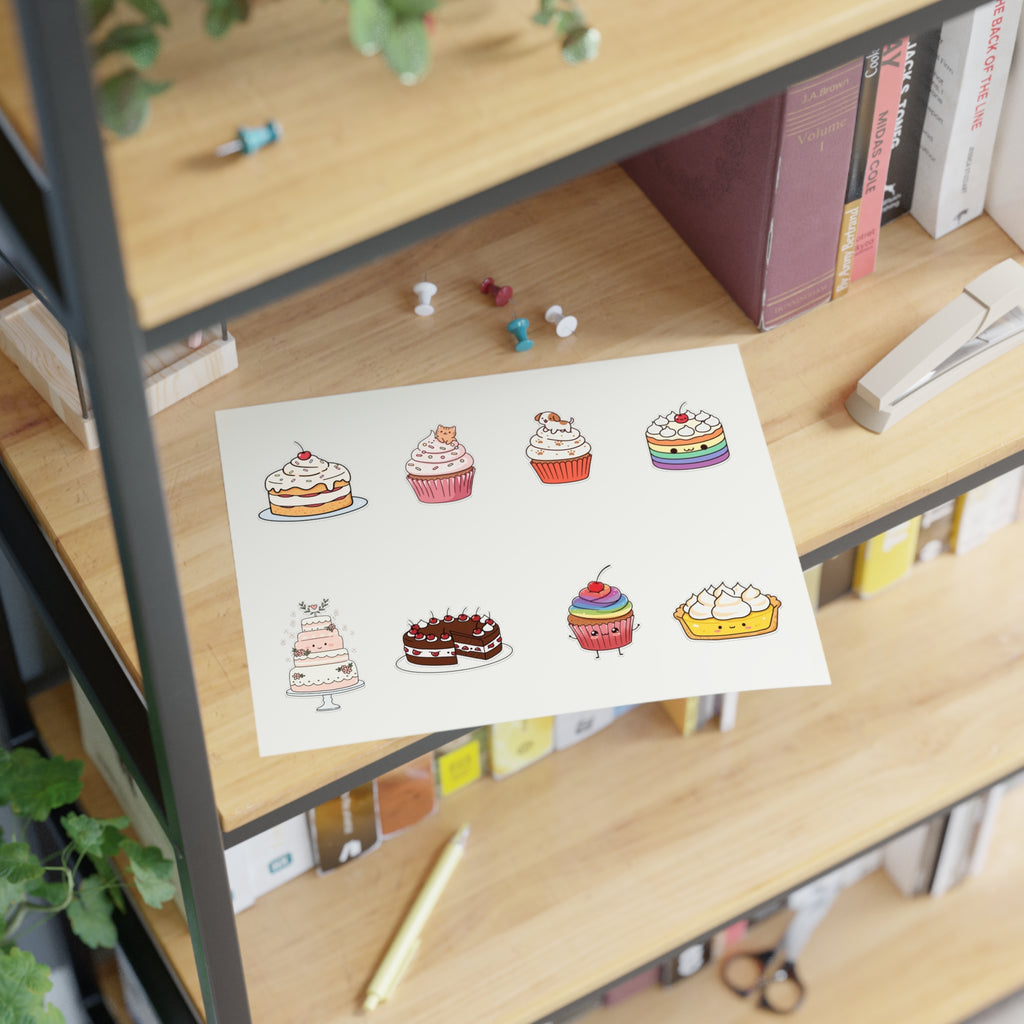 Cupcake Sticker Sheet — Cute Dessert Planner Stickers for Journals & Scrapbooks