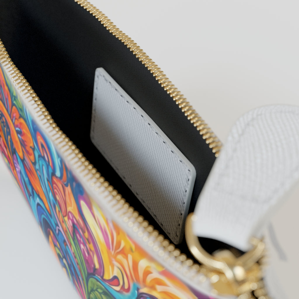 Mini Clutch Bag — Vibrant Floral Boho Zipper Pouch
