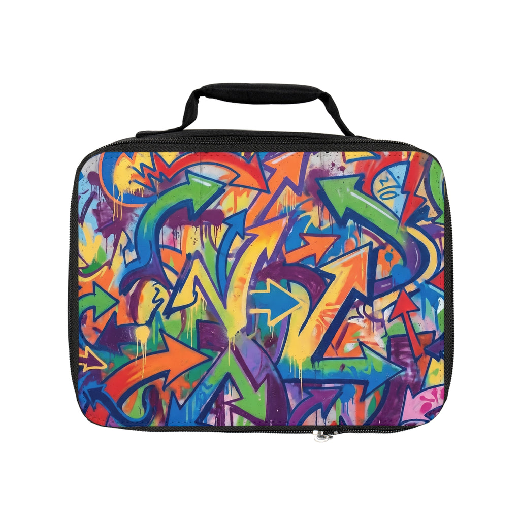 Graffiti Arrows Lunch Bag — Colorful Urban Street Art Insulated Tote
